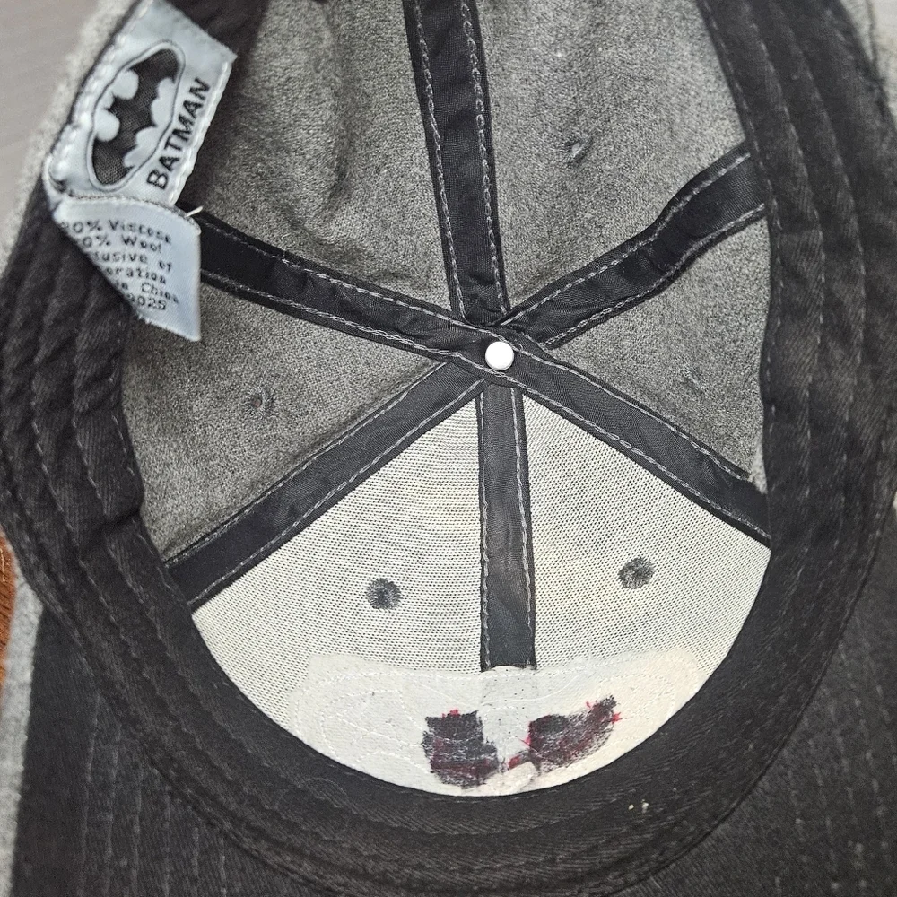 Batman Baseball Cap Wool Blend Adjustable Gray - Picture 5 of 6